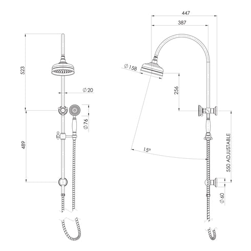 Phoenix Cromford Twin Shower System 210mm Rose