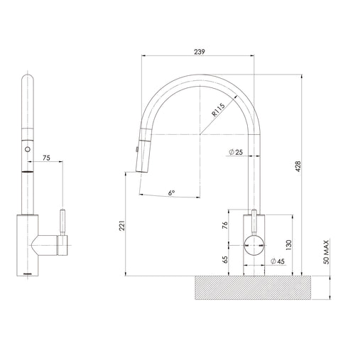 Phoenix Vivid MKII Gooseneck Pullout Sink Mixer