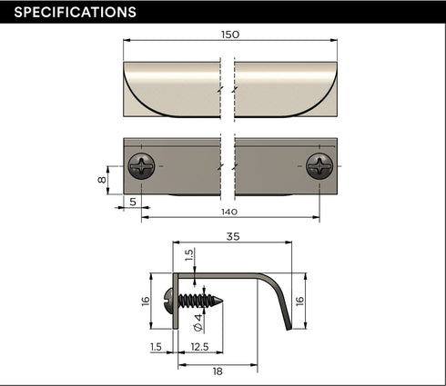 Meir Öppen Edge-Pull Cabinet Handle
