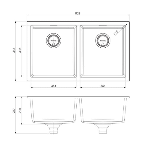 Phoenix Series 5000 Quartz Black Sink Package
