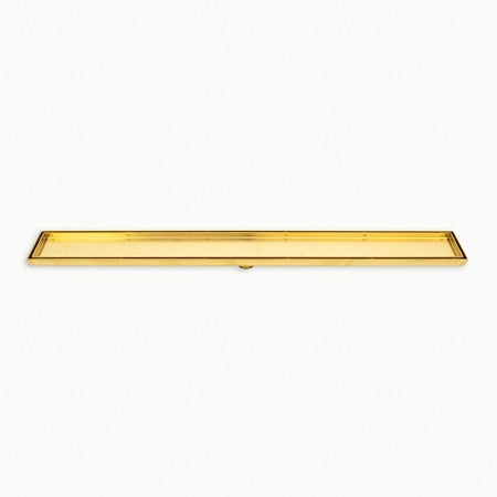 Radiant Linear Tile Insert Floor Grate Brushed Gold 900 x 100mm