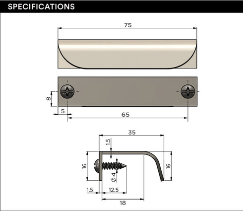 Meir Öppen Edge-Pull Cabinet Handle