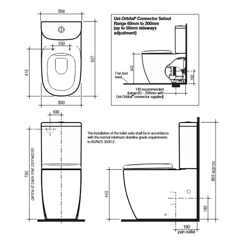 Caroma Contura II Cleanflush Wall Faced Toilet Suite