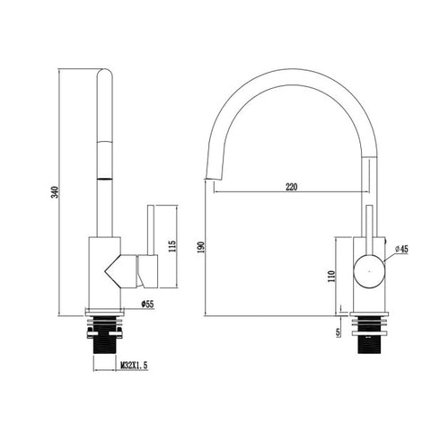 Antique Brass Gooseneck Sink Mixer