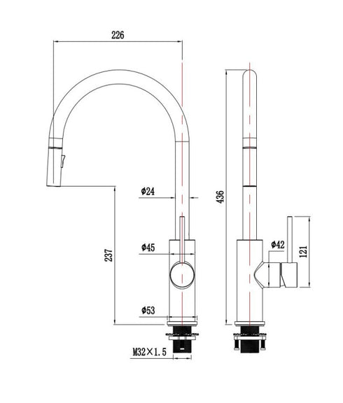 Antique Brass Pullout Sink Mixer