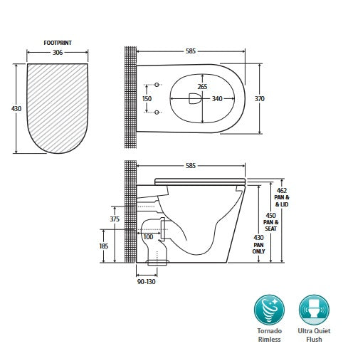 Fienza Aluca Wall Face Package with Geberit Inwall Cistern