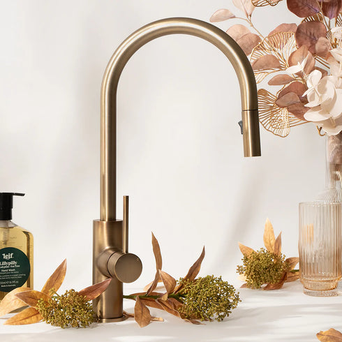 Antique Brass Pullout Sink Mixer