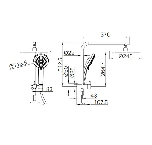 Harmony Bassini Plus Compact Twin Shower