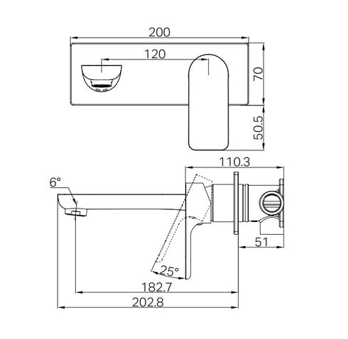 Harmony Bassini Plus Wall Mixer Set with Backplate