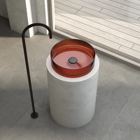 Wow Translucency Round Above Counter Basin Amber Brown