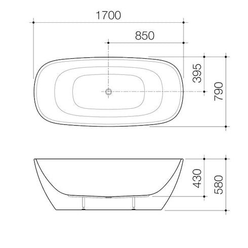 Caroma Contura II 1700mm Freestanding Bath
