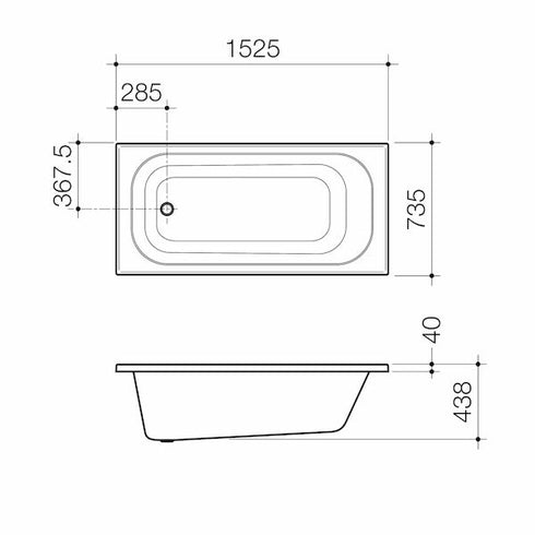 Caroma Luna 1525 Four Tile Flange Inset Bath