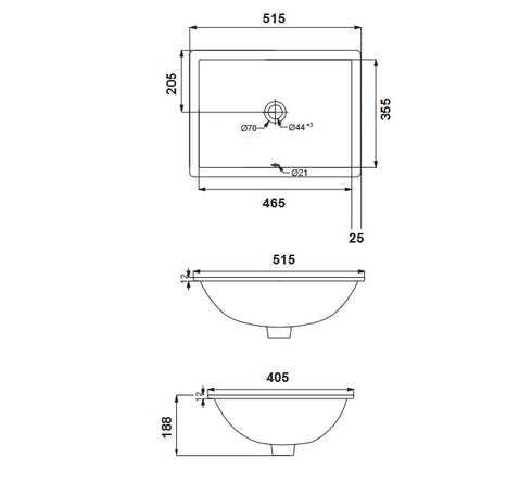 Cattura Rectangular Under Counter Basin