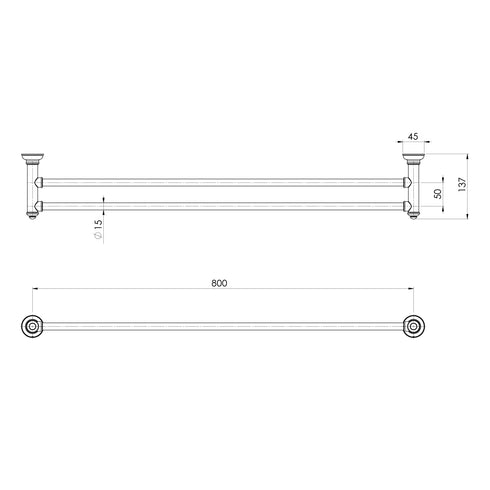 Phoenix Cromford Double Towel Rail 800mm