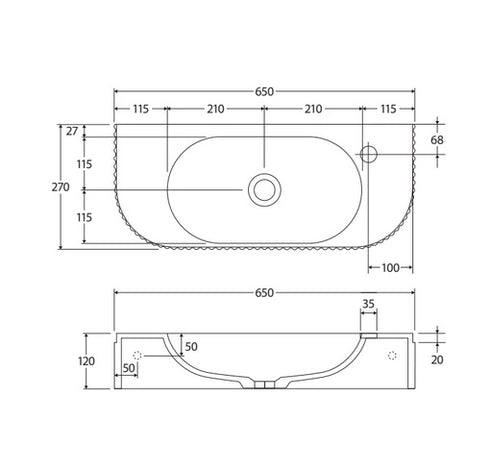 Fienza Minka Solid Surface Wall Basin