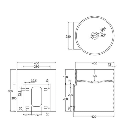 Fienza Livo Solid Surface Wall Basin