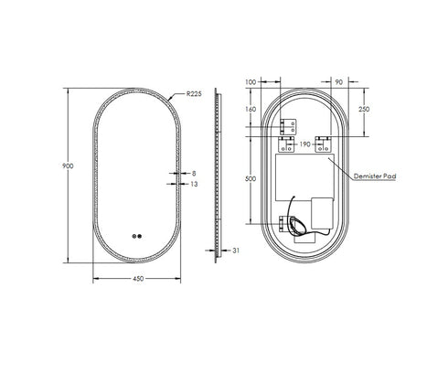 Remer Gatsby 450x900D Led Mirror