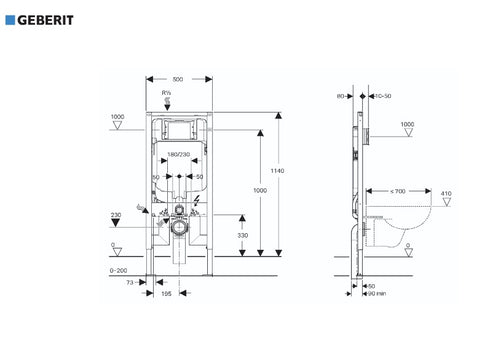 Geberit Sigma 8 Duofix Inwall Cistern with Frame - Wall Hung Pan