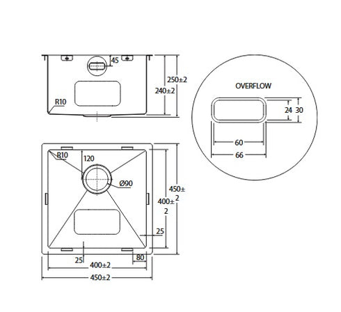 Fienza Hana 30L Laundry Sink Stainless Steel