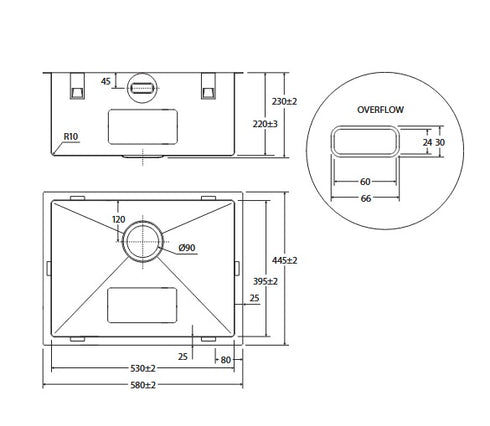 Fienza Hana 50L Laundry Sink Stainless Steel