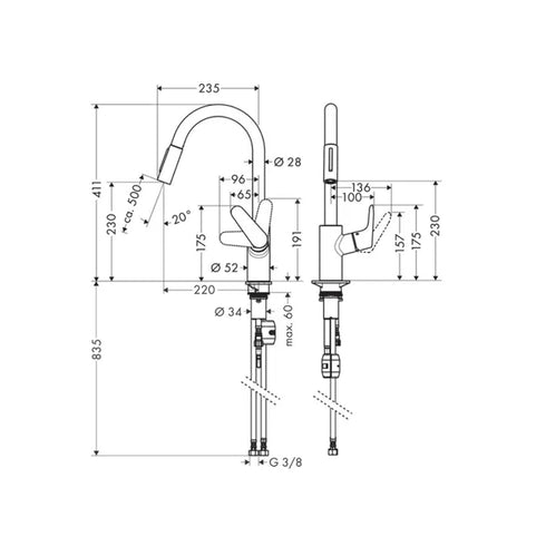 Hansgrohe Focus M41 Pullout Mixer