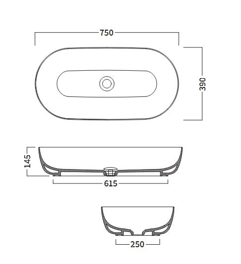 Happy Hour Oval 75 Under Counter Basin