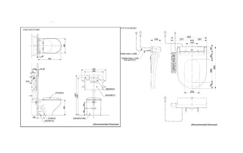 Toto Hayon Wall Face Pan with Side Control S2 Washlet