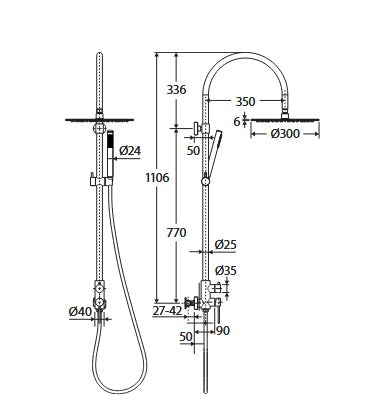 Kaya Wall Mount Outdoor Shower