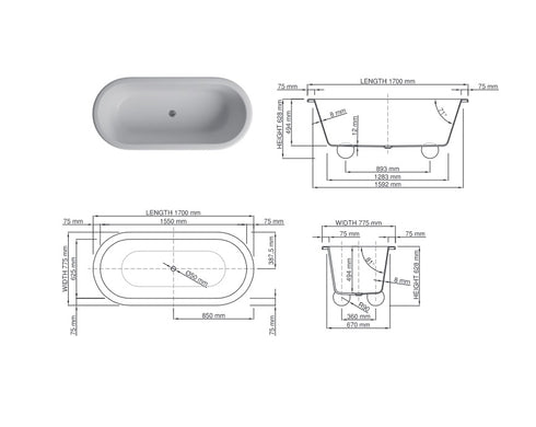 Dado Liberty Freestanding Bath with Ball Feet