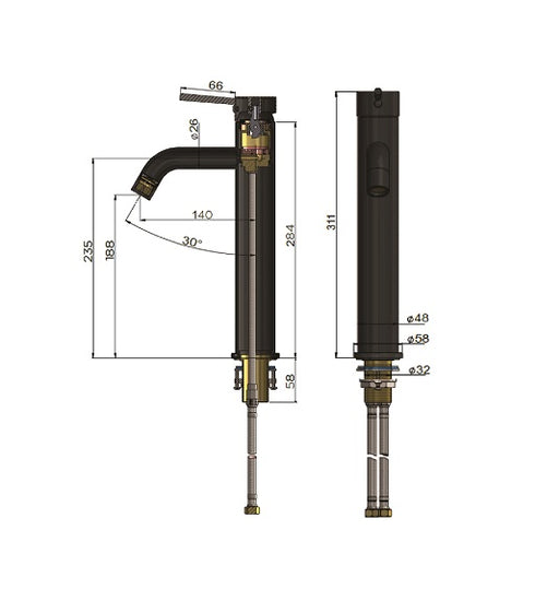 Meir Round Tall Basin Mixer Curved