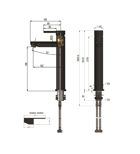 Meir Round Paddle Tall Basin Mixer