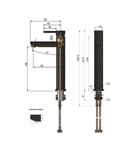Meir Round Pinless Tall Basin Mixer