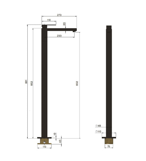 Meir Square Freestanding Bath Mixer