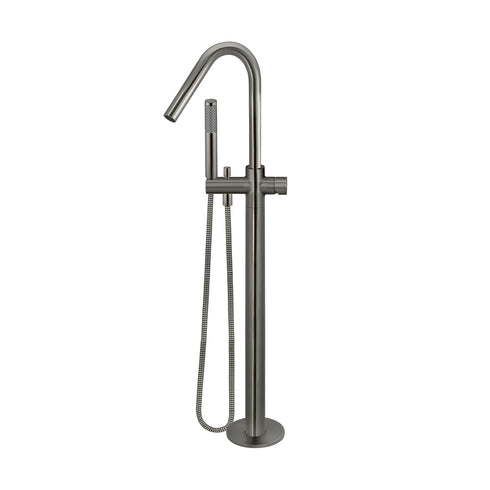 Meir Round Pinless Freestanding Bath Spout and Hand Shower