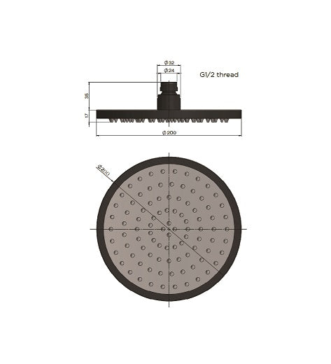 Meir Round Shower Rose 200mm