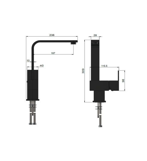 Meir Square Kitchen Mixer Tap