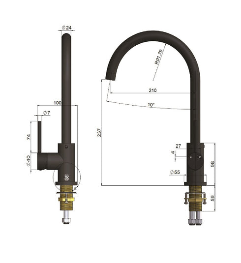 Meir Round Gooseneck Kitchen Mixer Tap