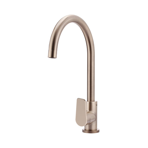 Meir Round Gooseneck Kitchen Mixer Tap with Paddle Handle