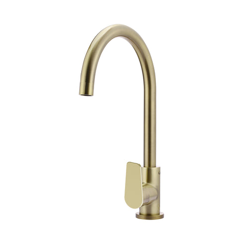 Meir Round Gooseneck Kitchen Mixer Tap with Paddle Handle