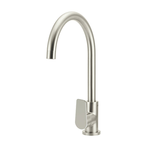 Meir Round Gooseneck Kitchen Mixer Tap with Paddle Handle