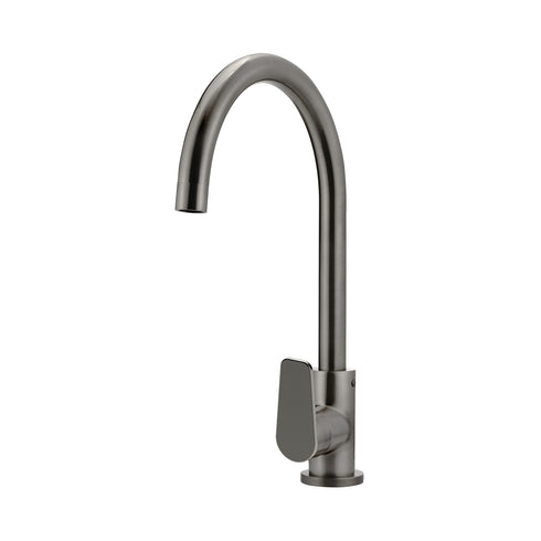Meir Round Gooseneck Kitchen Mixer Tap with Paddle Handle