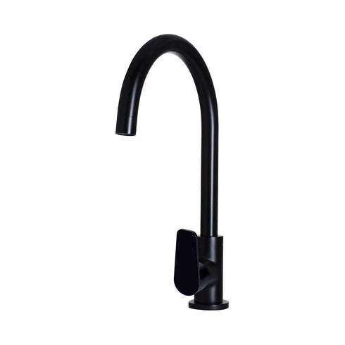 Meir Round Gooseneck Kitchen Mixer Tap with Paddle Handle