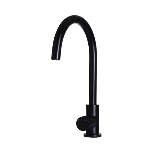 Meir Round Gooseneck Kitchen Mixer Tap with Pinless Handle