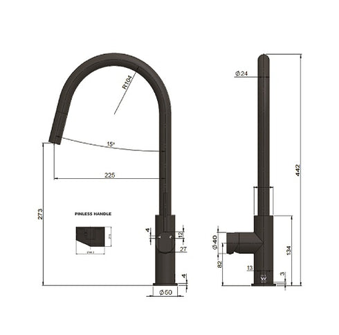 Meir Round Pinless Piccola Pull Out Kitchen Mixer Tap