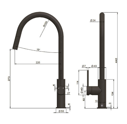 Meir Round Piccola Pull Out Kitchen Mixer Tap