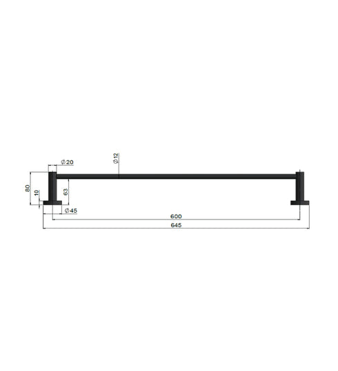 Meir Round Single Towel Rail 600mm