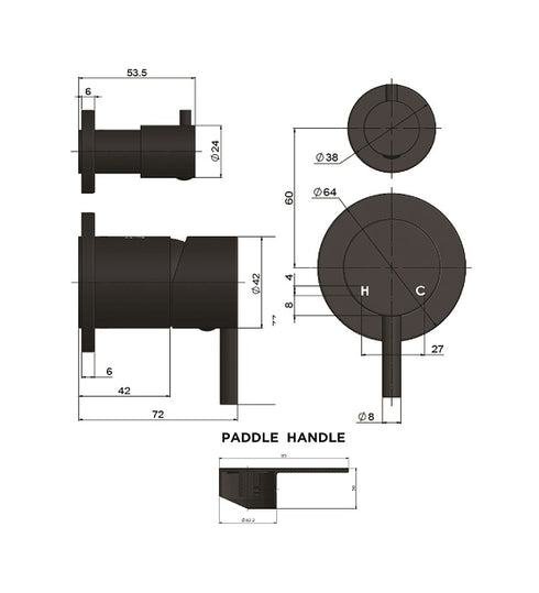 Meir Round Diverter Mixer Paddle Handle