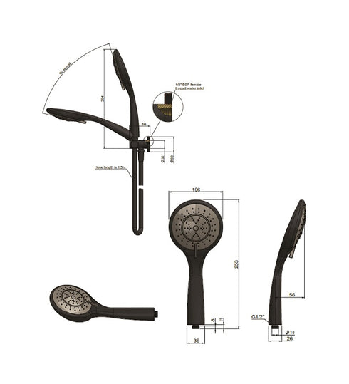 Meir Round Hand Shower on Swivel Bracket