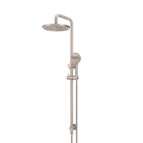 Meir Round Combination Shower Rail, 200mm Rose, Three Function Hand Shower