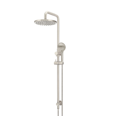 Meir Round Combination Shower Rail, 200mm Rose, Three Function Hand Shower